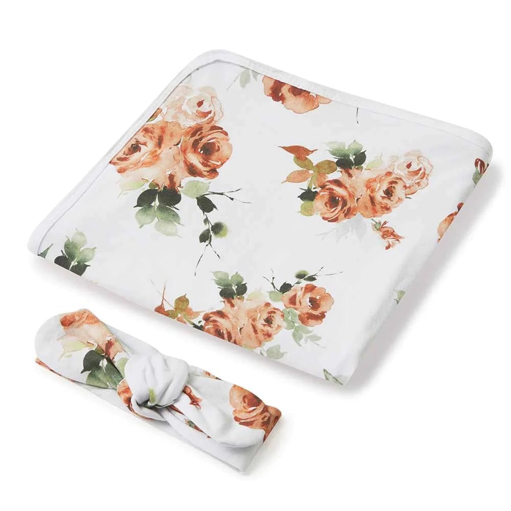 Rosebud Jersey Wrap & Topknot Set