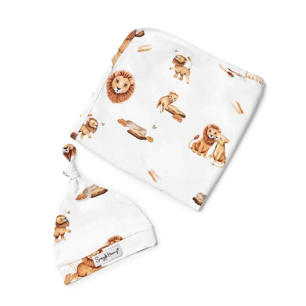 Lion Jersey Wrap & Beanie Set