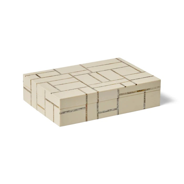 Afia Jewellery Box beige in colour with geometric pattern