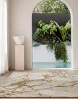 the Cameo Rug features an organic composition of flowing lines and tonal hues