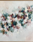 Abstract art piece with multicolored splashes on a light background by jessie Rigby