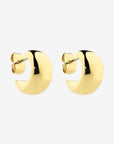 Gold hoop earrings on a white background