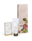 The Austin Bloom Duet contains citrus soap and hand cream in a botanical gift pack