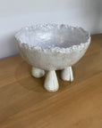 ceramic footed bowl with textured rim by the artist Nadia Roberston