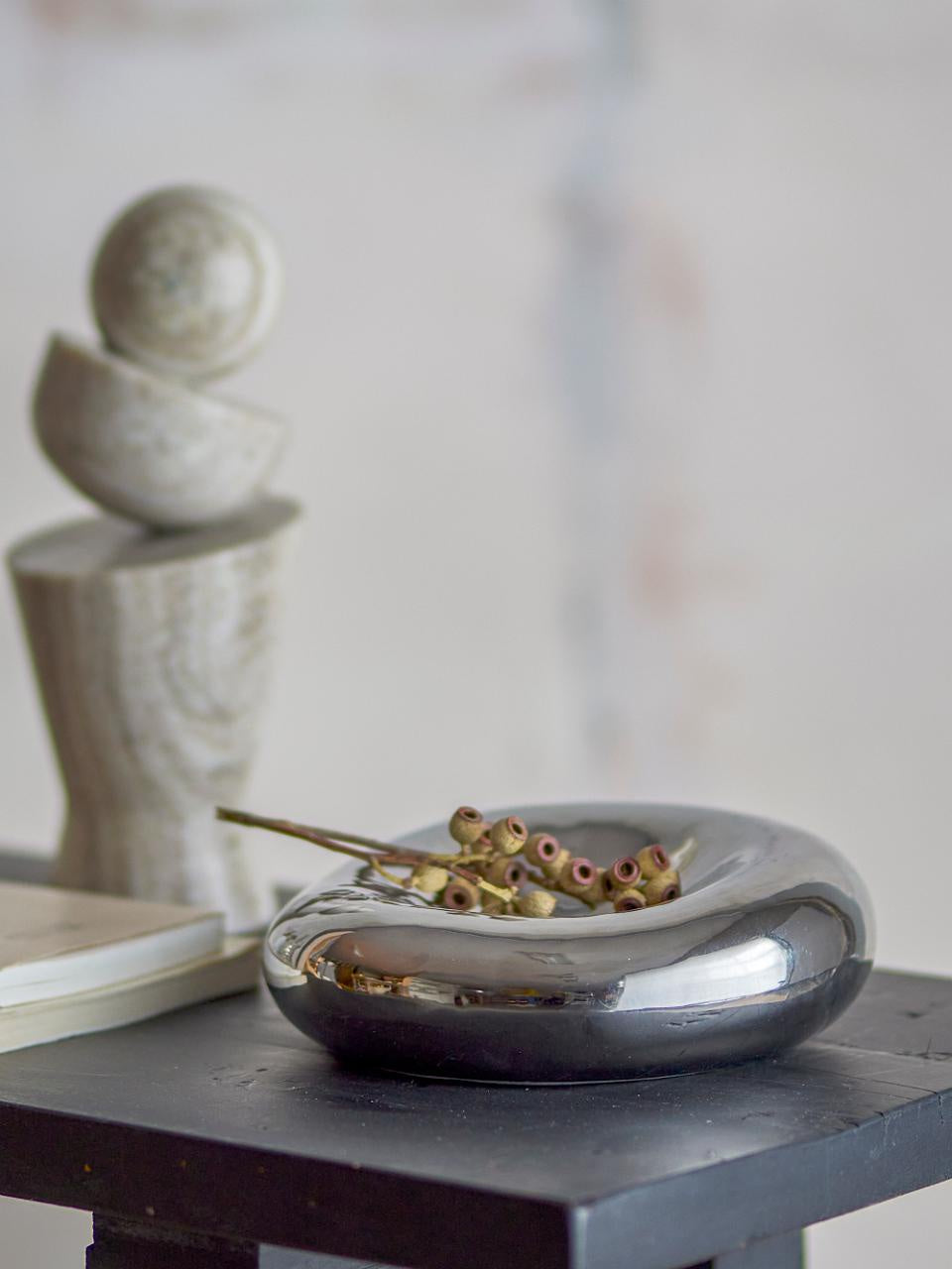 Shine bowl.  An organic shape vase with  chrome glaze finish