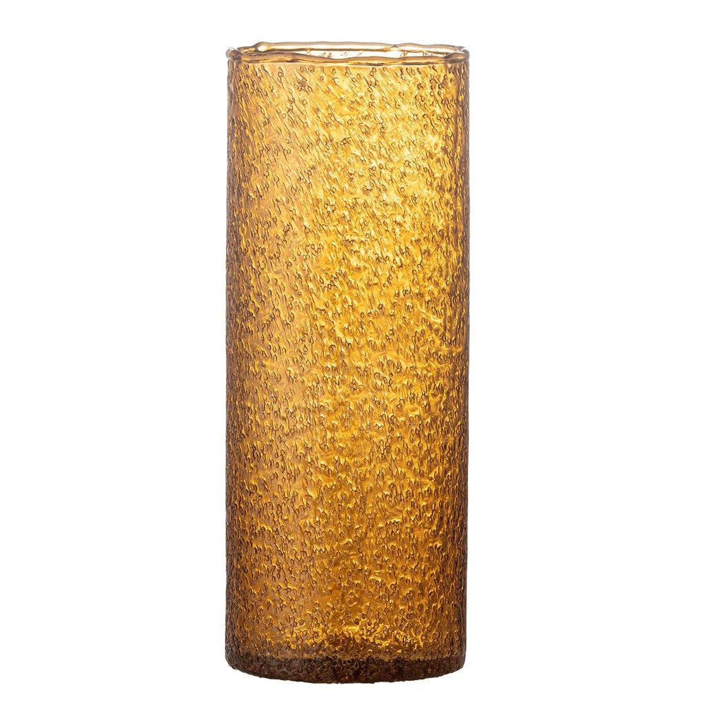 The Zenta Vase is a good size that makes it useful for many types of bouquets. Besides being practical, the vase's beautiful color will be a lovely colorful addition to any decor. textured with bubble detail.