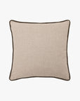 Beige cushion with a piped olive green edge
