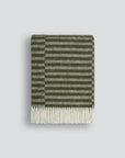 olive green striped blanket with white fringe