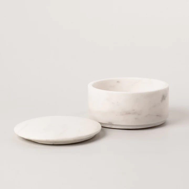 Made from marble, this is the perfect canister to hide away small items and essentials.
