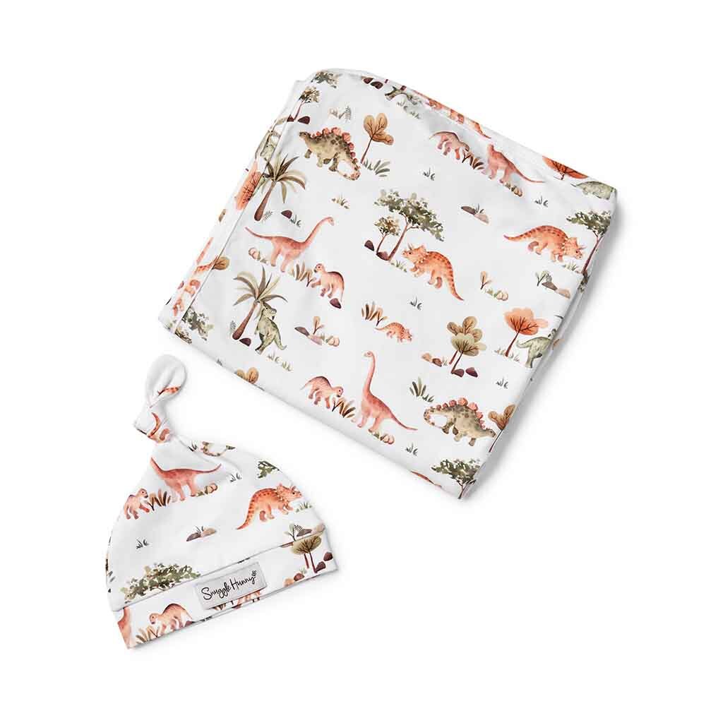 Dino Jersey Wrap & Beanie Set
