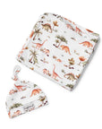 Dino Jersey Wrap & Beanie Set
