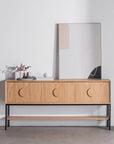 fluted natural oak console table