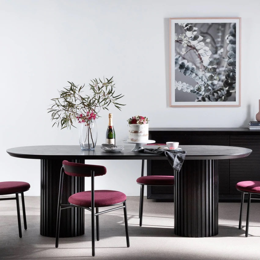 Black oval dining table