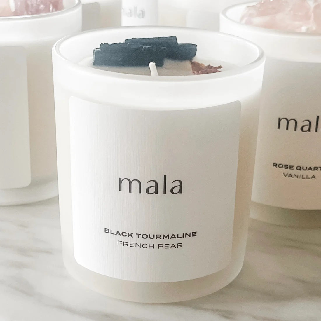 Mala Black Tourmaline Crystal Candle