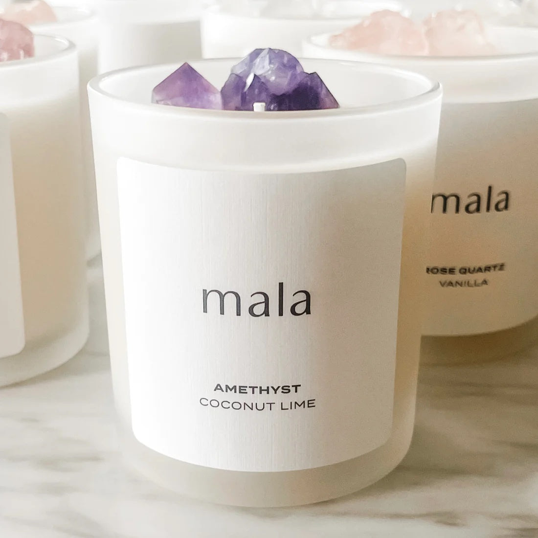 Mala Home Amethyst Crystal candle