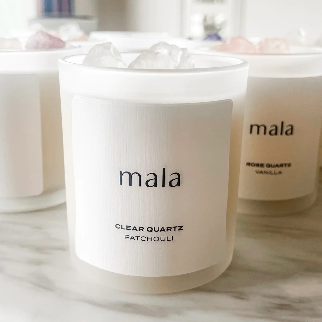 Mala Home Clear Quartz Crystal candle