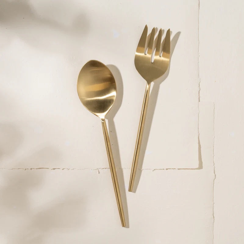 Ranya Salad Servers Brass