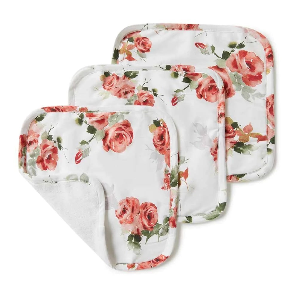 Rosebud Wash Cloths 3 Pack