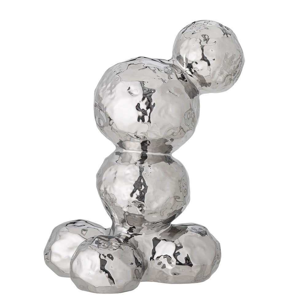 Silver decorative object with a unique bubble design 