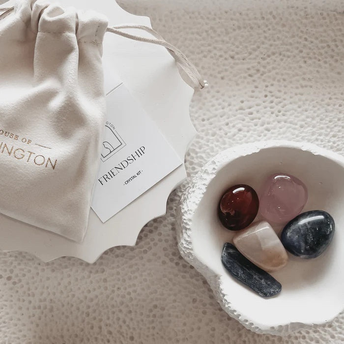 Crystal intention gift set for friendship. 5 crystals in a pouch 
