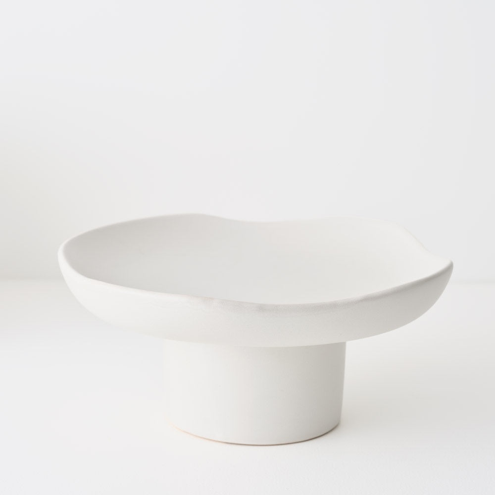 White ceramic pedestal bowl 