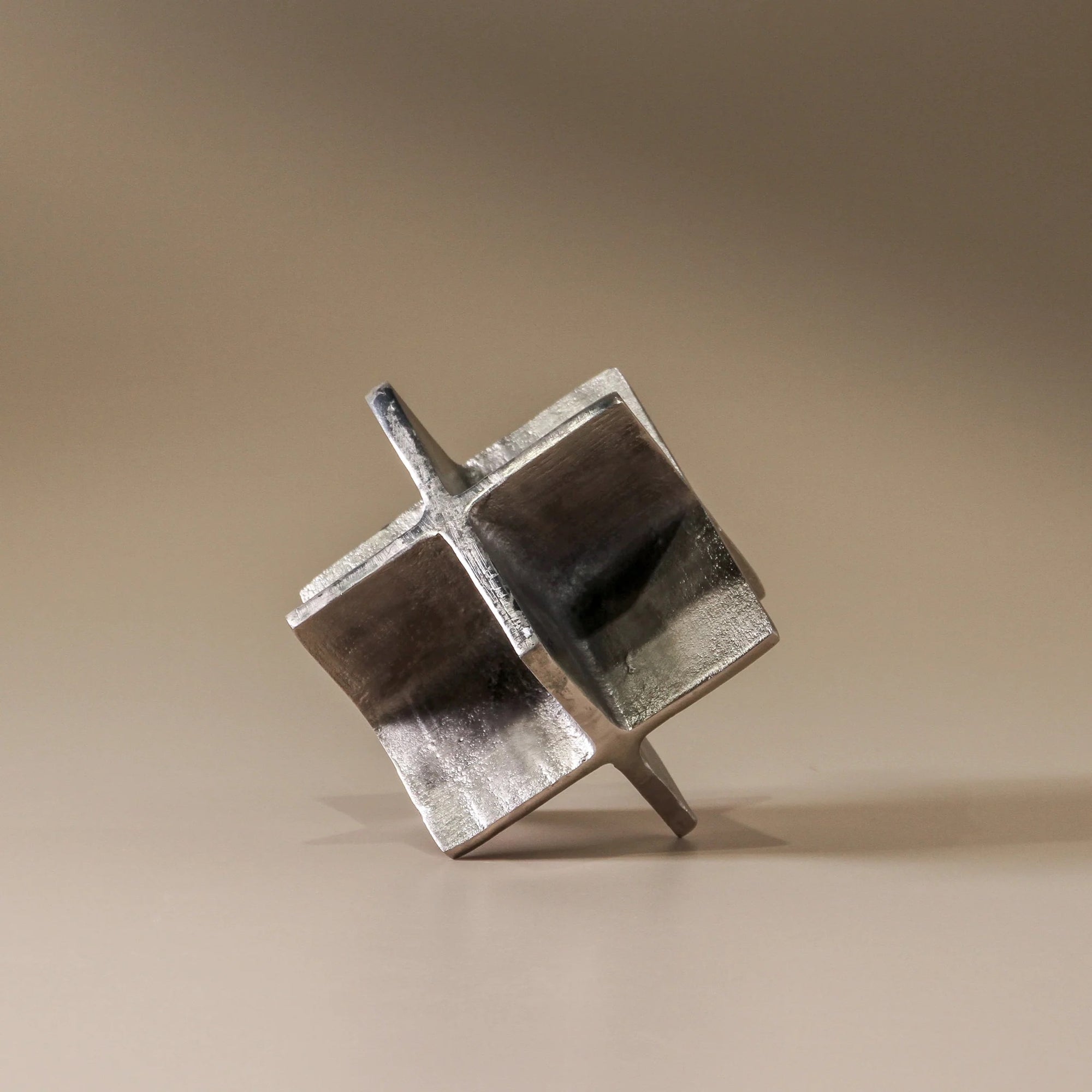 Metallic geometric sculpture 