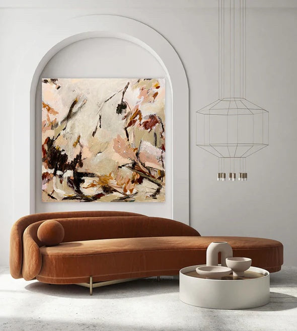 Modern textural abstract artwork  in earthy tones.  