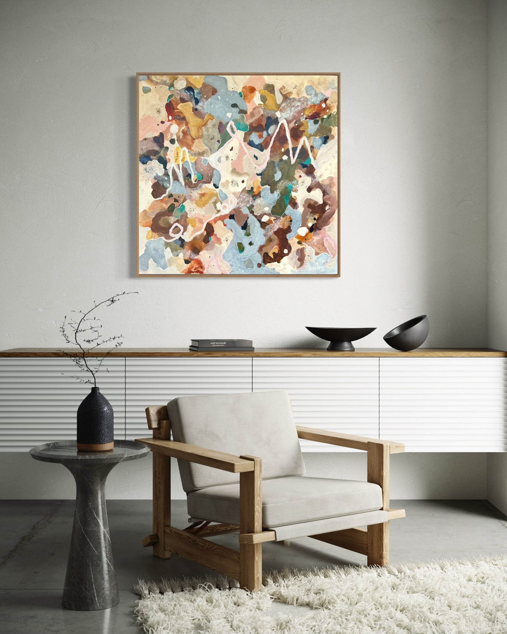 Lizzie Alsop original artwork. Patterns in nature. An abstract interpretation of patterns seen in native gum trees.  Earth colours and textural tones.