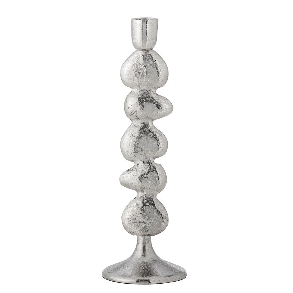 Silver sculptural candle holder