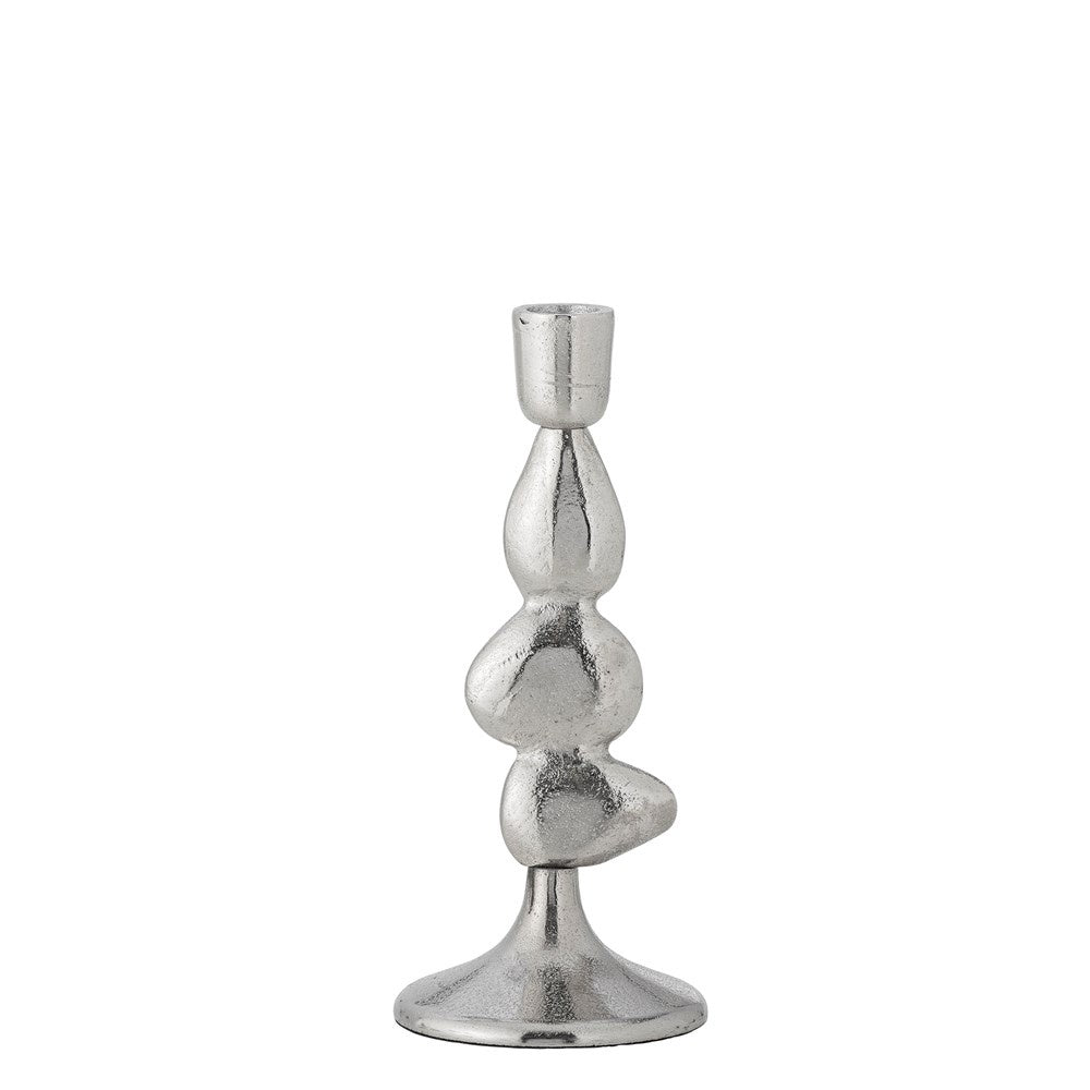 silver sculptural candle holder and decorative piece.