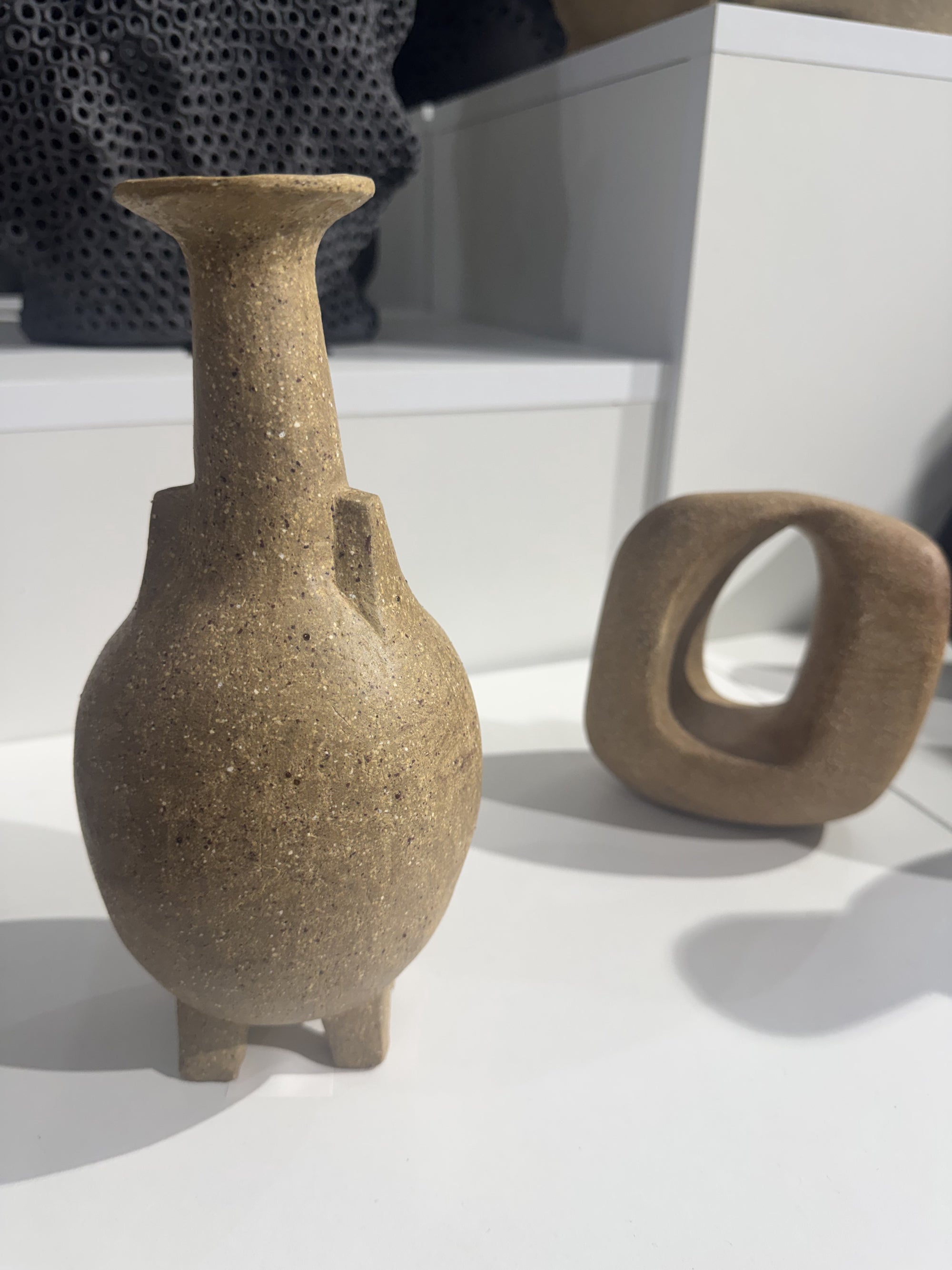 textured ceramic footed vase