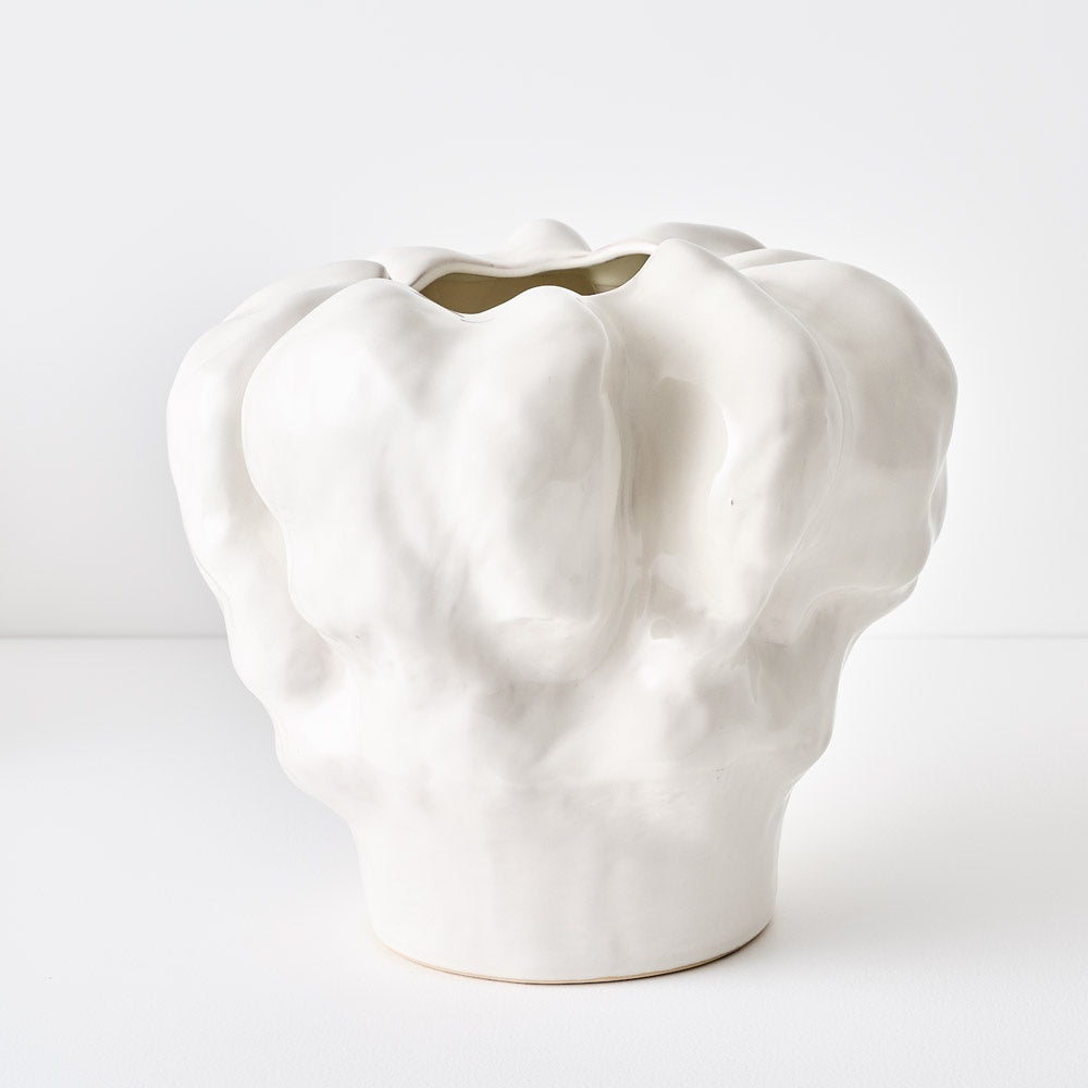 White textured vase with a cloud like shape