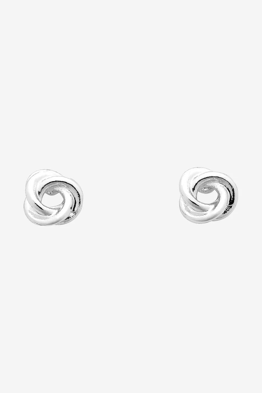 Pair of silver spiral earrings on a white background