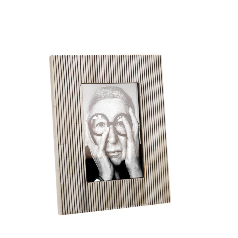 black and white pin stripe photo frame