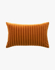 Orange striped pillow on a white background