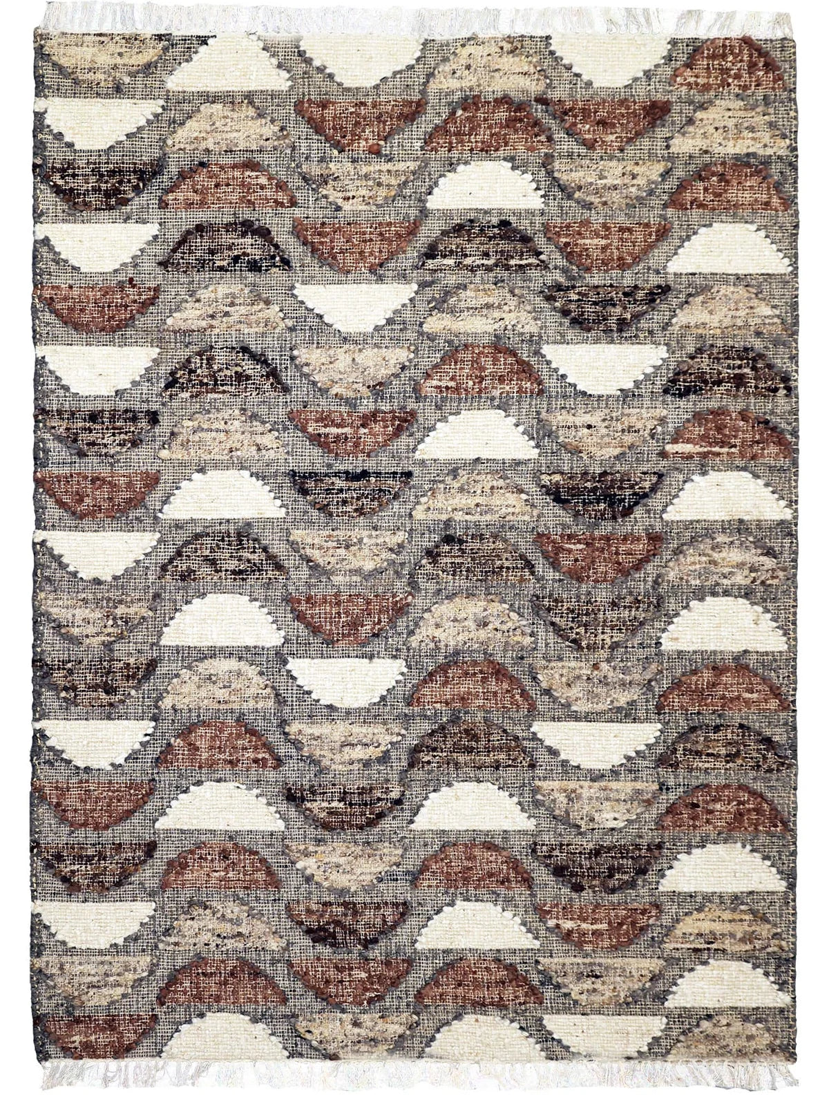 Tribe Home Orissa rug in earthy tones with half moon pattern