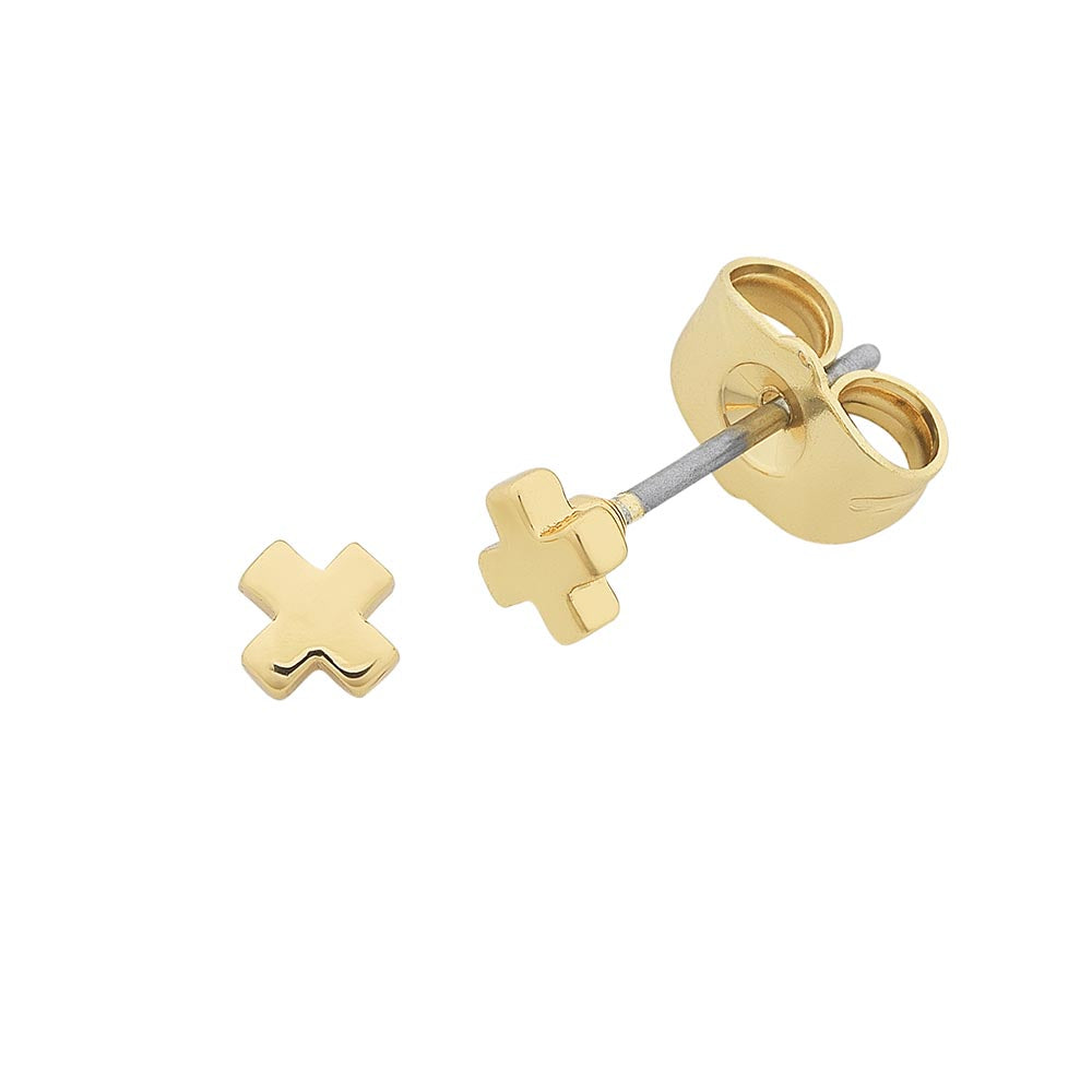 Liberte Petite Cross Earrings Gold